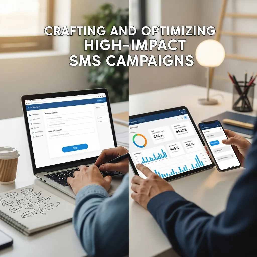 Mobile phone displaying optimized SMS marketing message with call to action