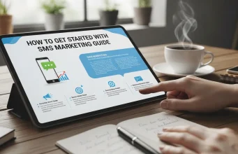 How to Get Started with SMS Marketing Guide Infographic showing how to start SMS marketing from signup to campaign launch